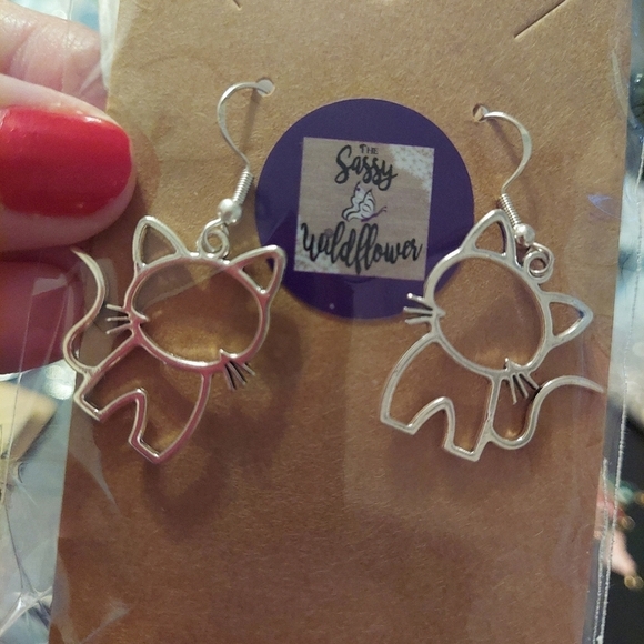 Hand Crafted Jewelry - Hand Crafted Cat Earrings